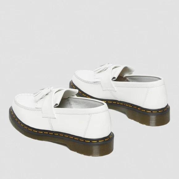 DR MARTENS ADRIAN YELLOW STITCH LEATHER TASSEL LOAFERS WHITE SMOOTH LEATHER - Picture 5 of 8